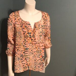 Cooper and Ella pink pattern blouse size small